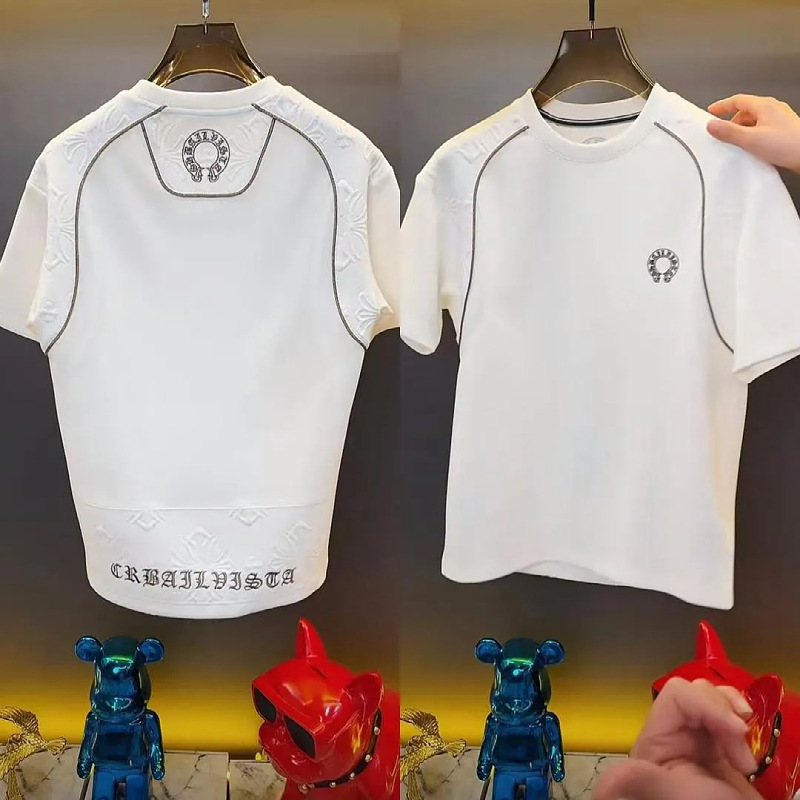 High-End Trendy 2026 Men's Summer New Style Half-Sleeve Round-Neck Loose Breathable Embroidered T-Shirt Quality Men's Short-Sleeve Clothing