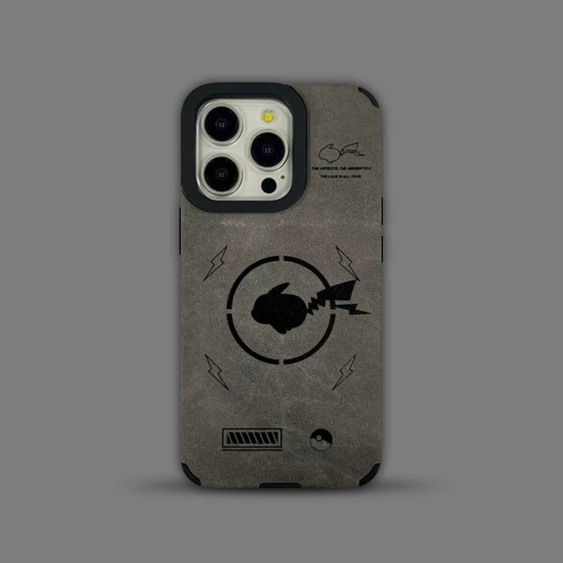 Trendy brand Fujiwara Hiroshi Lightning Pikachu iPhone 17 ProMax Magnetic Phone Case Flip Fury Leather 16 Pro Suitable for Apple 15 Pro Anime Cartoon 14 Personalized Men and Women 13 Anti Drop Protective Cover