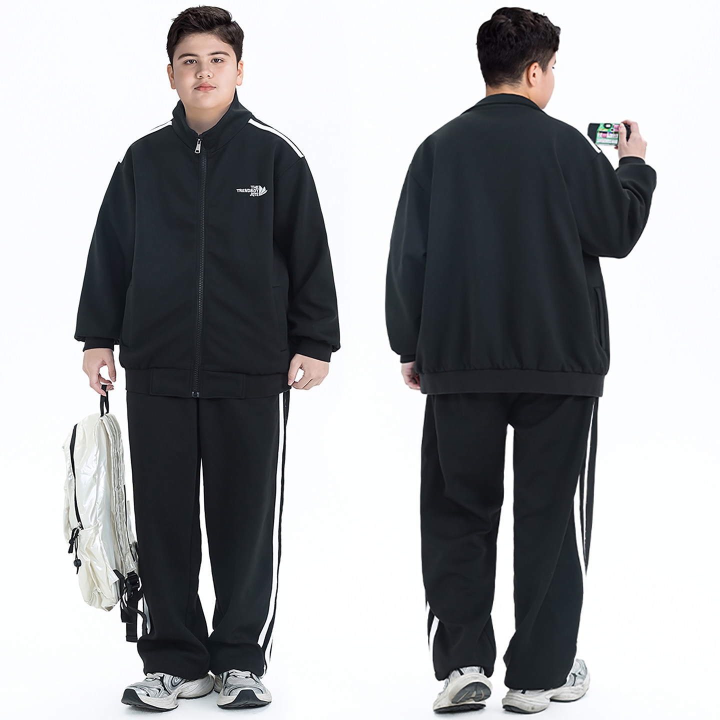 Plus-Size Boys' Sports Suit, Oversized Spring Outfit 2026 New Model, Big Kids' Baseball Jacket Two-Piece Set