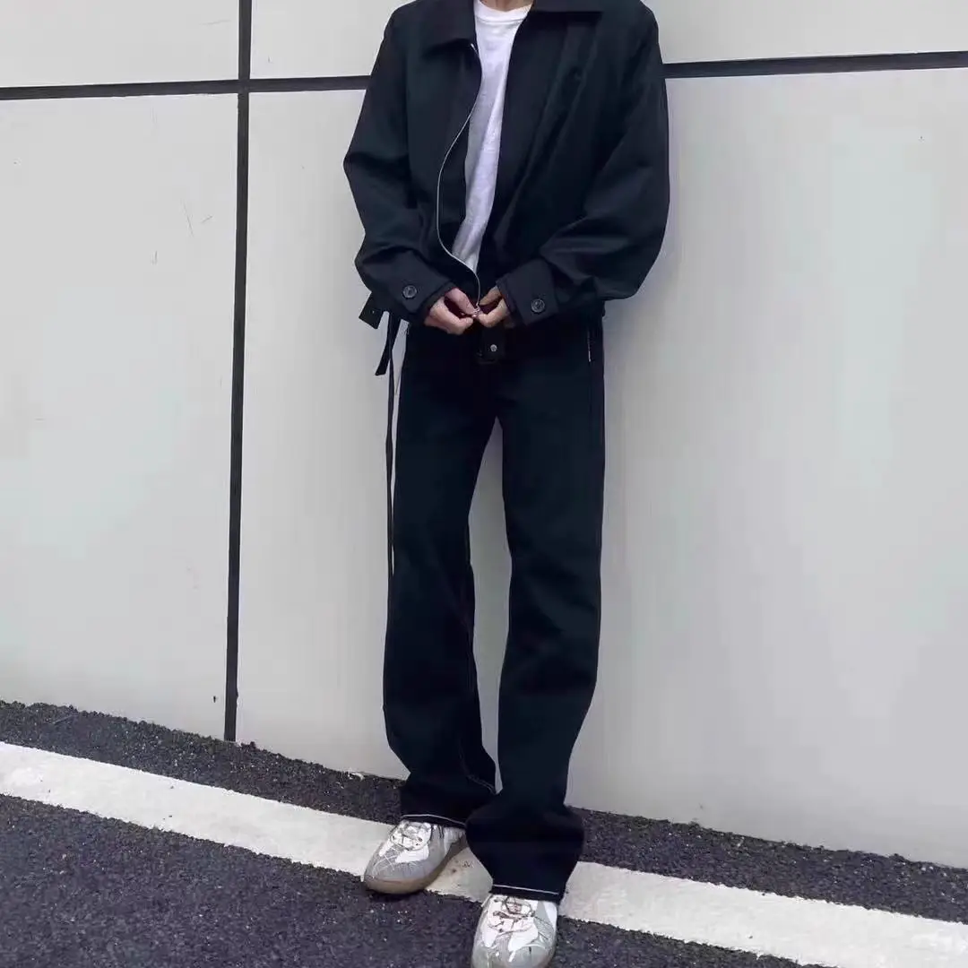 RDT Men's Wear | 517 Style Washed vibe Black Jeans Version High Street White Line Jeans kenij