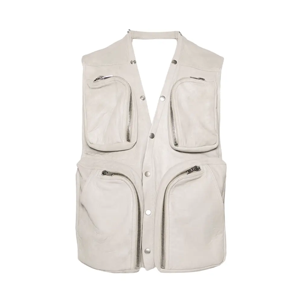 Trendmaybe "Functional Style" Multi Flap Pocket pants Matching Wang Tactical vest Men Cut Out Sleeveless Vest Leather Jacket