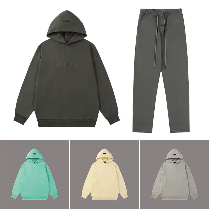 FOG autumn and winter double line ESSENTIALS American fashion brand new silicone letter craft hooded sweater suit men