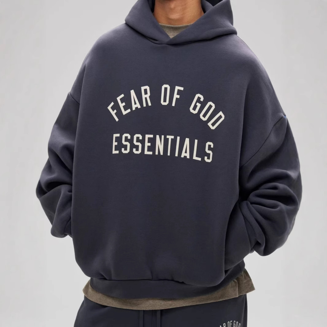 Essentials Hhh Complex 24Fw Campus Print Fleece-Lined Autumn and Winter Heavyweight Hooded Sweatshirt Loose Men and Women Trendy