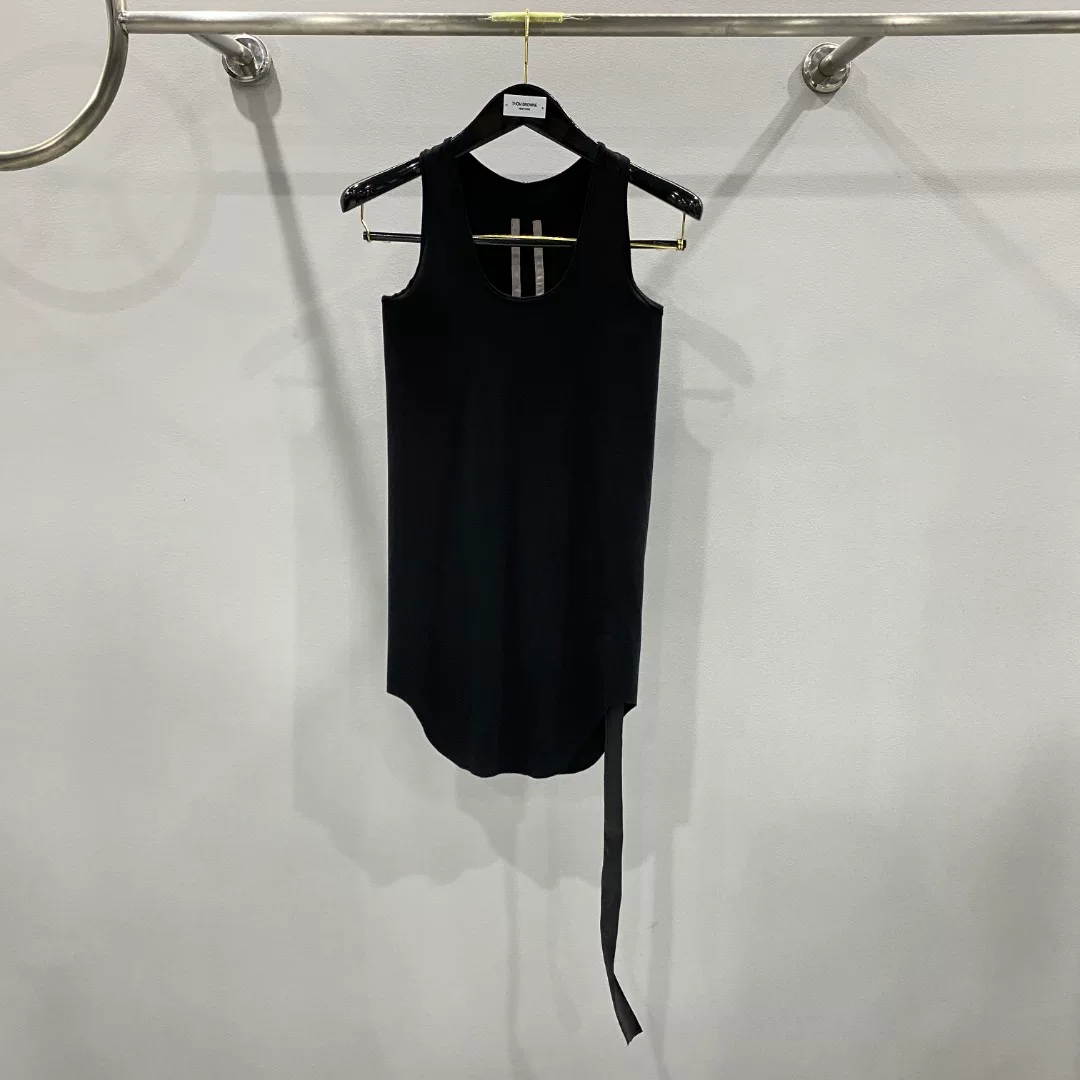OUWEN dark solid color ribbed U-shaped sexy vest top for women's spring and summer new style simple and loose versatile T-shirt