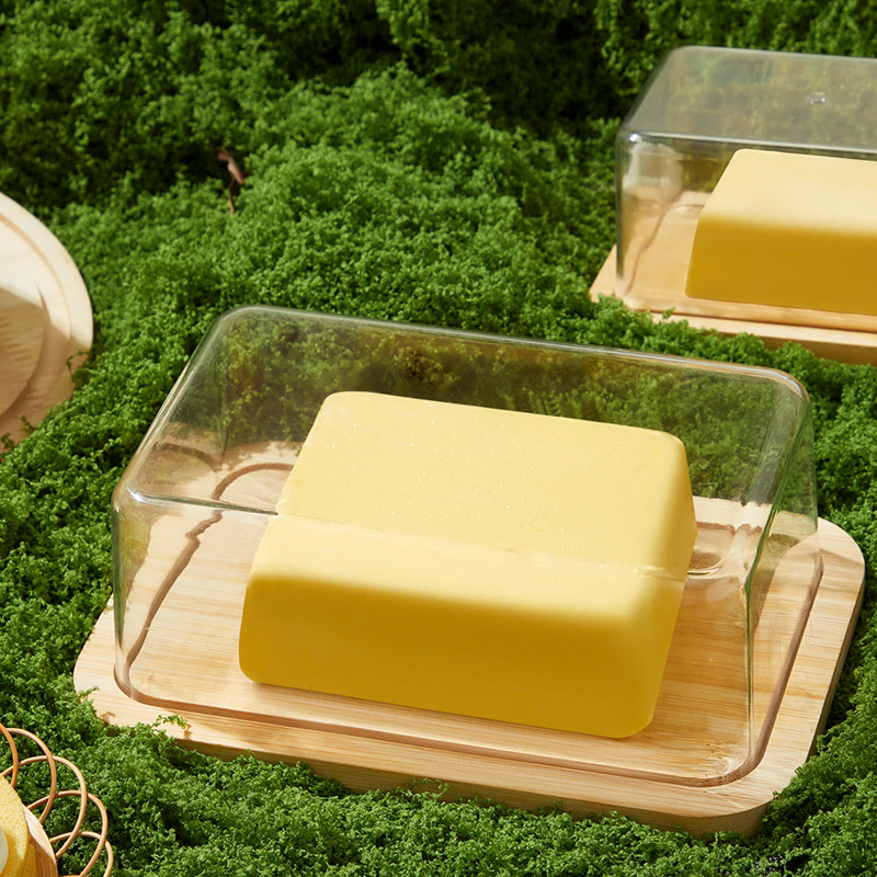 Rectangular Cheese Butter Plate Cheese Box Storage Crisper Box Cake Dessert Bread Snack Plate with Lid
