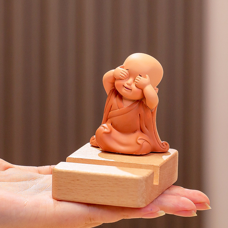 Emotional Stability Huiwu Monk Mobile Phone Bracket Lazy Bracket Flat Bracket Workstation Ornaments Leisure Meditation Gift