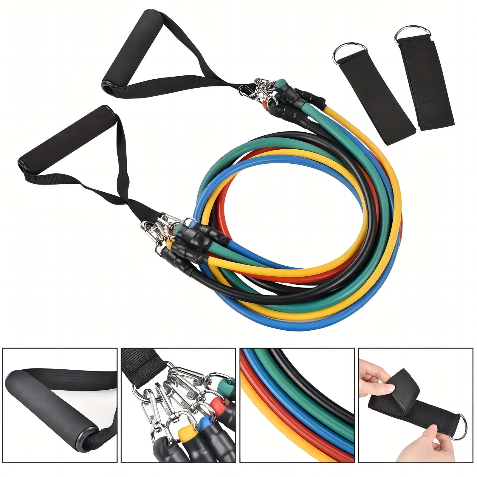 Pull device pull belt suit multi-function door sports 11-piece combination fitness pull rope