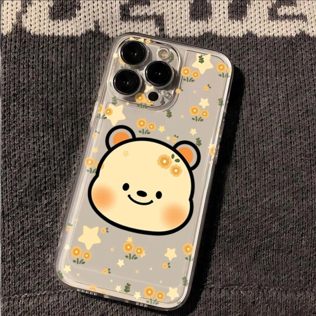 Butter Bear for Apple 15Pro Max 16 Phone Case 16Pro Transparent Fine Hole 12 13 14 Space Shell