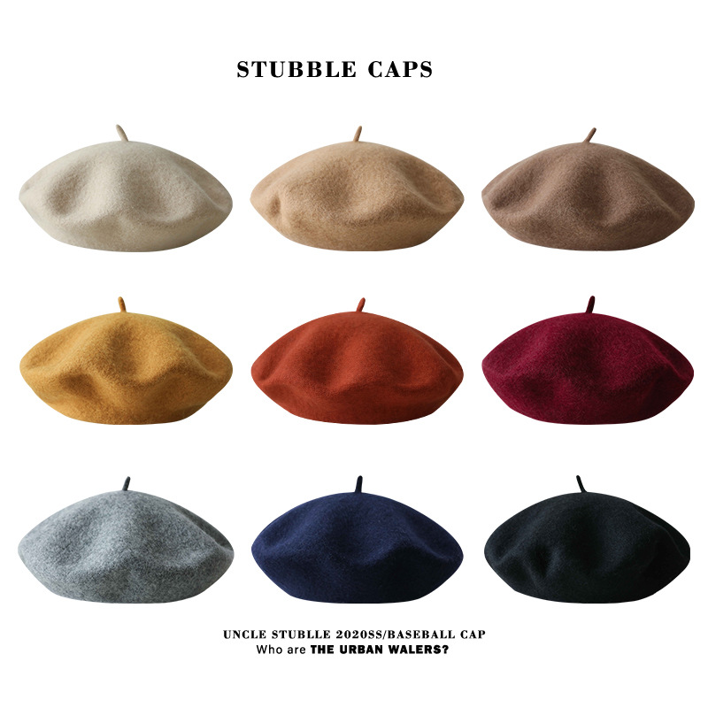Wool Beret Women's British Vintage Autumn and Winter Korean Style Japanese All-match Breathable Painter Hat Summer Thin Fashionable Women