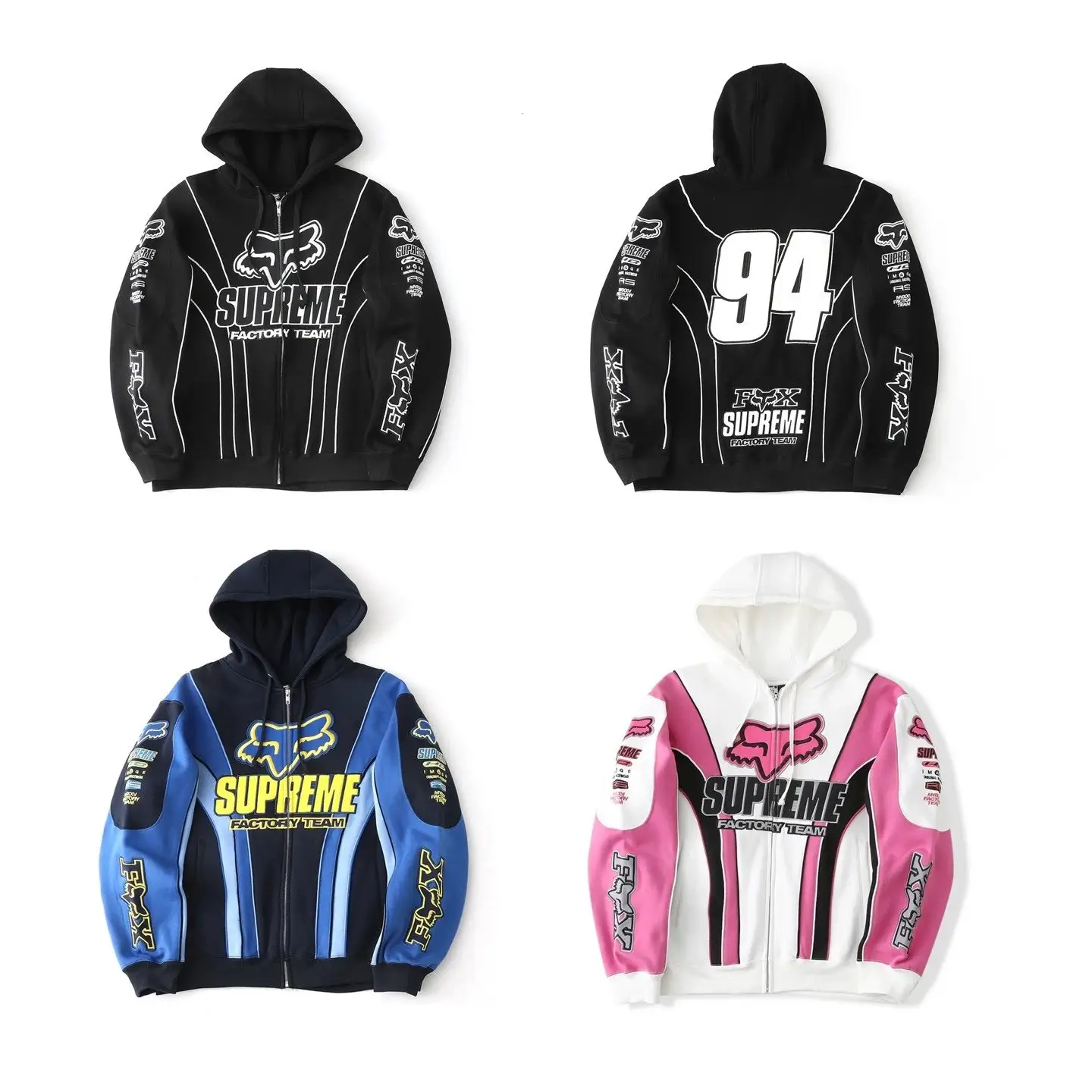 Supreme x Fox Racing 联名款 FW25 FW25 WEEK9 Zip Up Hooded Sweatshirt logo图案拉链连帽卫衣 男女同款