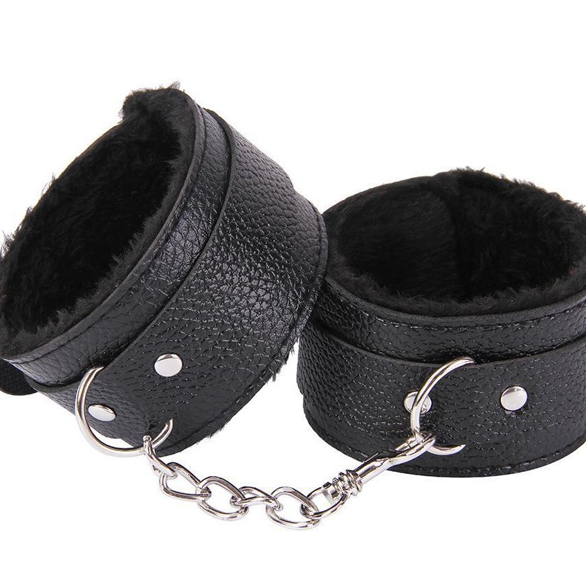 Sex toys plush handcuffs sm binding training equipment lychee pattern leather anklet adult sex auxiliary props