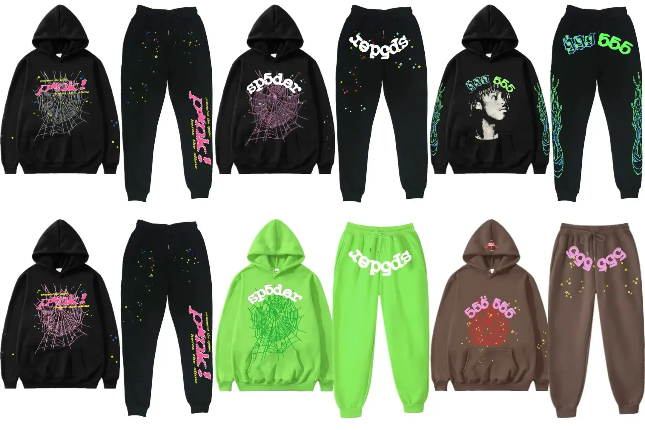 Trendy hip-hop singer sp5der printed couple hoodie, men's and women's hoodie, sports suit