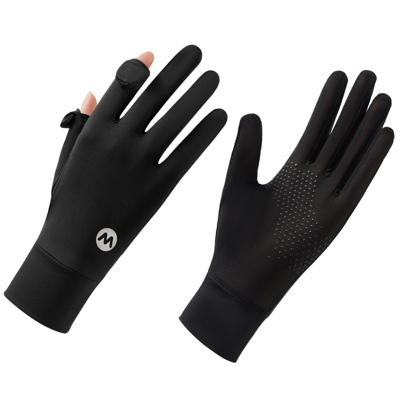 Summer Sunscreen Non-slip Gloves Men's and Women's Exposure Finger Thin Driving Leakage Two Finger Fishing Leakage Half Finger Breathable Touch Screen