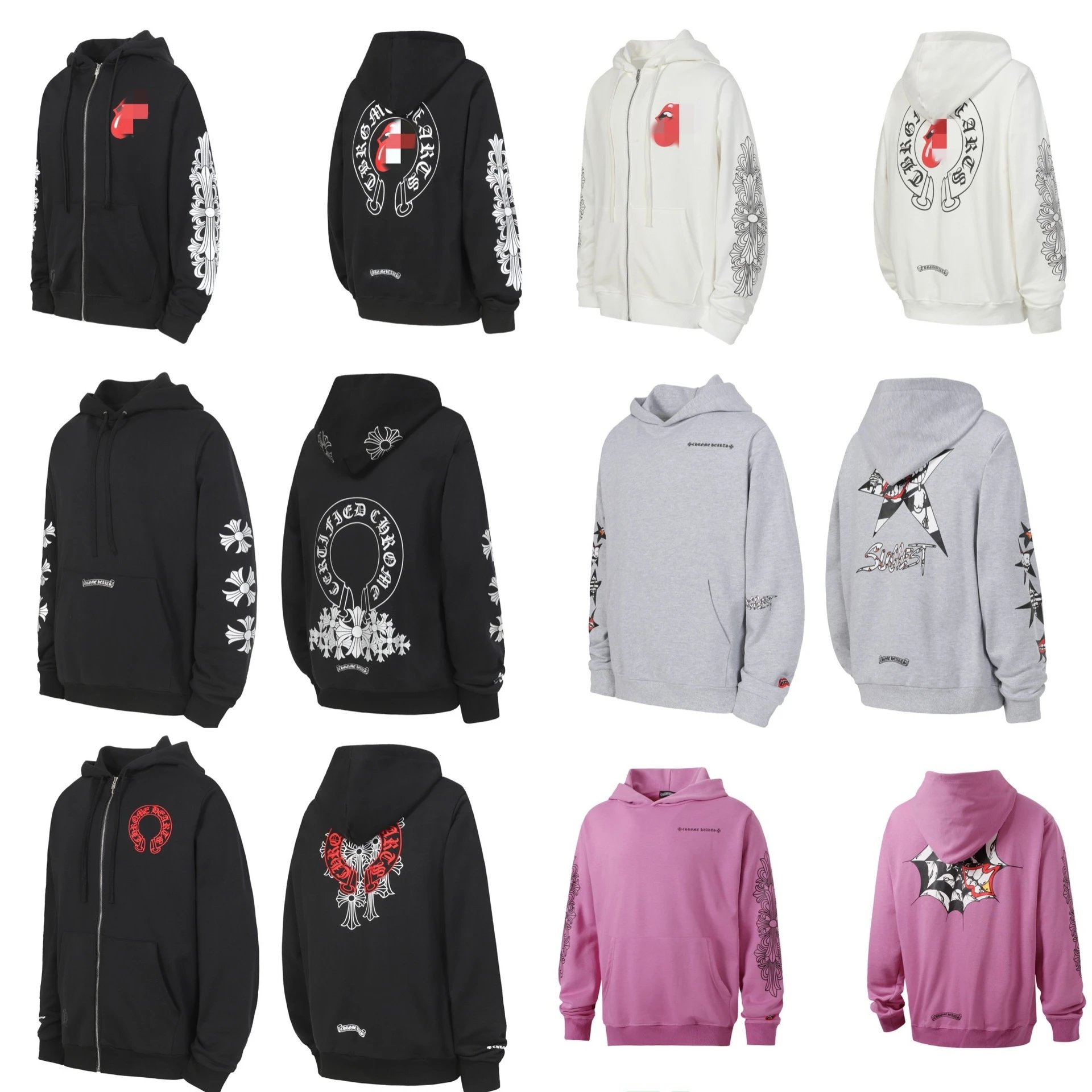 26新款chrome Hearts 克罗伈基础款马蹄梵文印花连帽卫衣外套合集