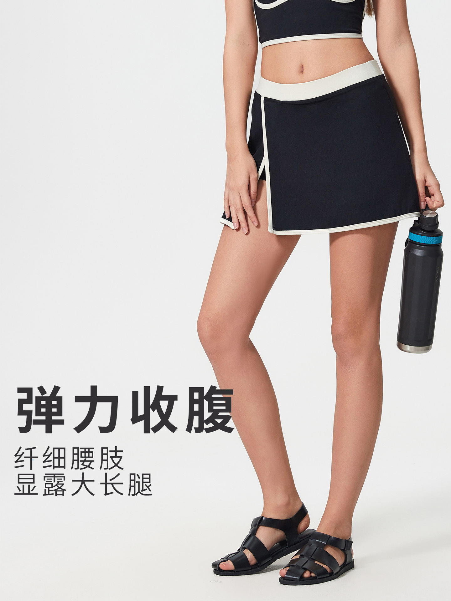 Fake Two-piece Anti-light Yoga Skirt Naked Split Tennis Skirt Abdominal Slim Fitness Skirt D25044
