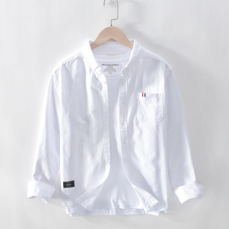 6609 men's Oxford cloth cotton shirt solid color shirt a generation of hair lapel 2023 Spring