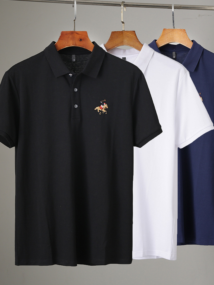 Long-staple Cotton Short-sleeved Polo Shirt Men's Summer Lapel Breathable Embroidered Half-sleeved Business Casual T-shirt Men's XL071