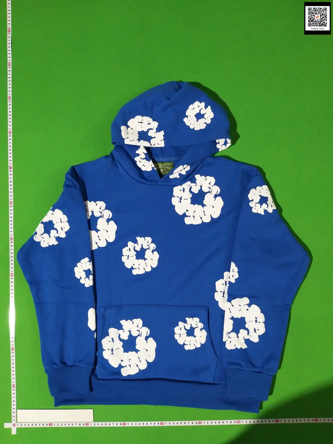 Blue Hoodie with White Floral Print