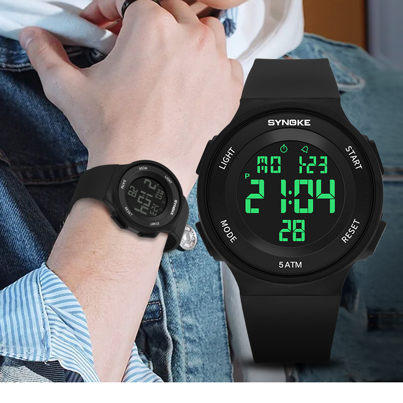 Factory Goods Korean Style Popular Preppy Style Ins Digital Watch Waterproof Led Luminous Simple Trendy Student Watch for Boys