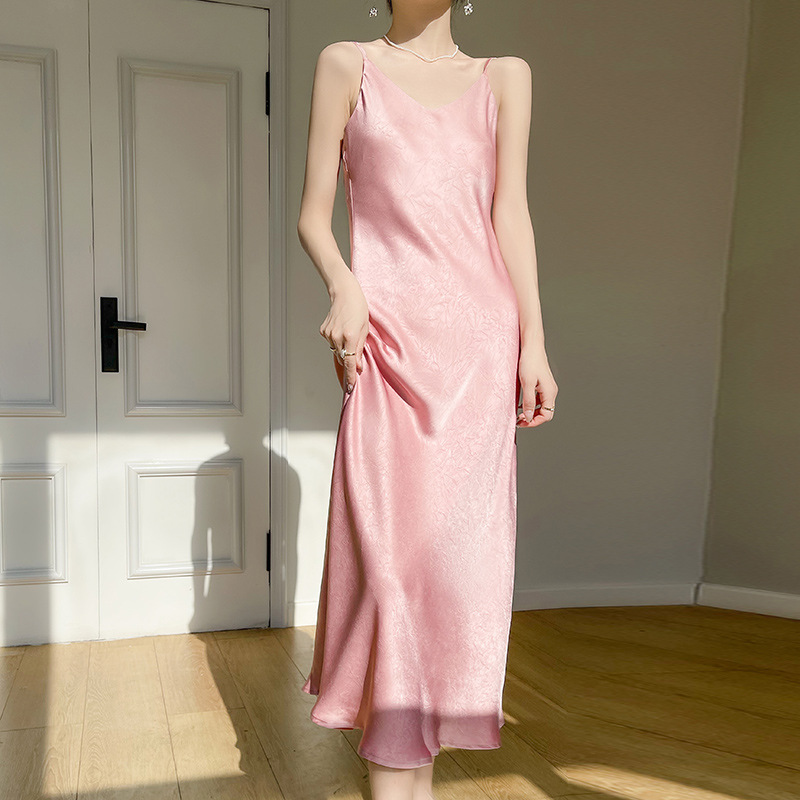 Acetate satin sling dress women's spring new French style high-grade temperament slimming underwear long skirt