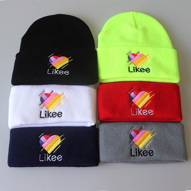 Foreign Trade Sources European and American Explosions LIKEE Letter Embroidered Knitted Hat Embroidered Warm Pullover Hip-Hop Wool Hat
