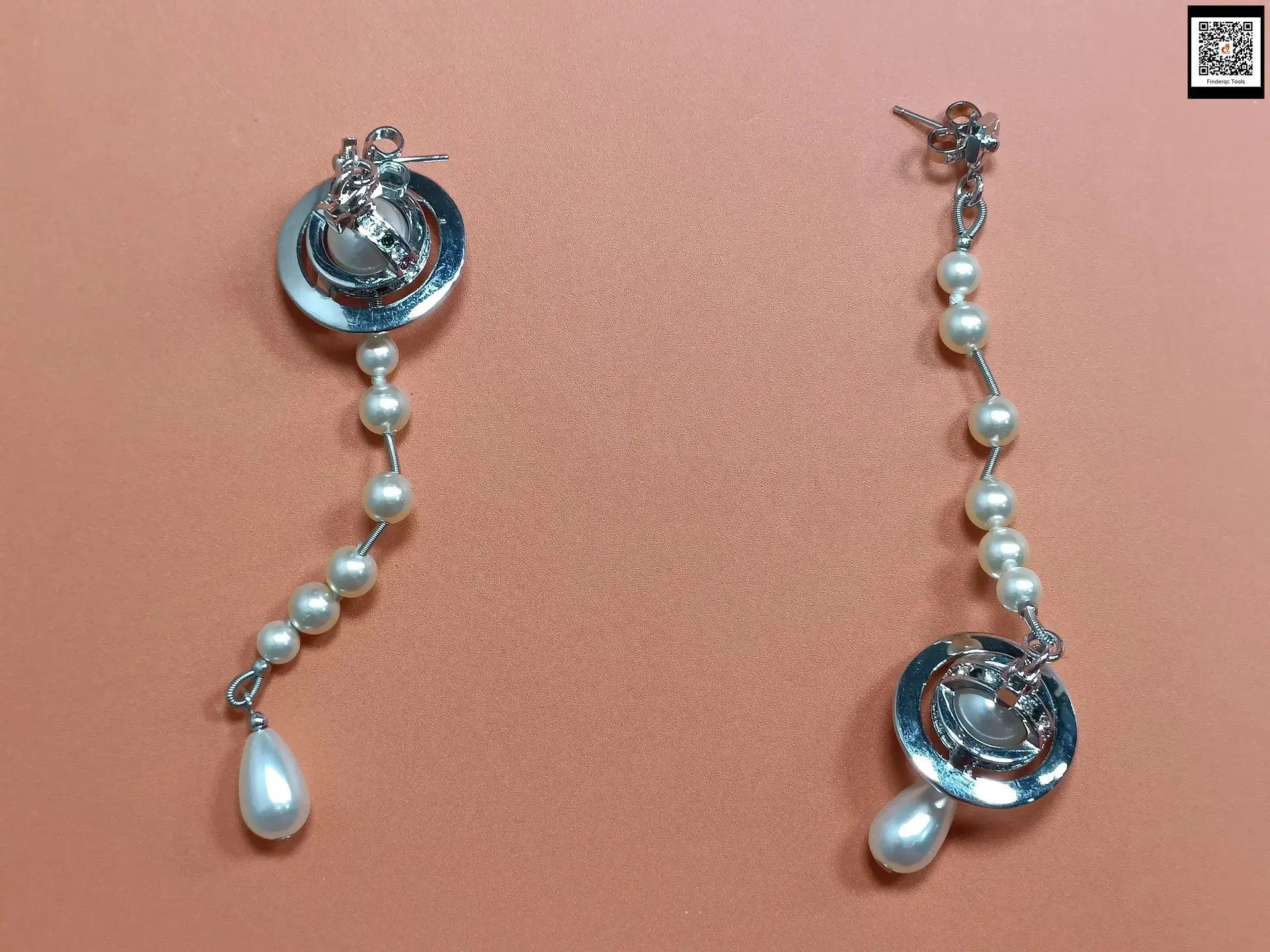 High Version Empress Dowager Asymmetric Three-Dimensional Broken Pearl Pendant Earrings Vivian Tassel Long Saturn Earrings