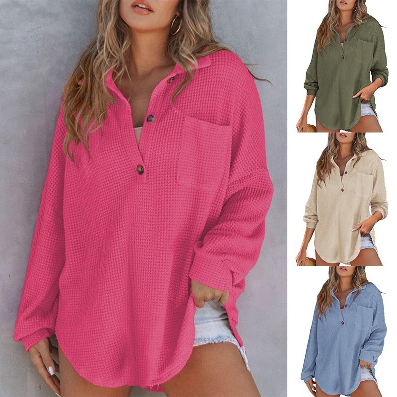 European and American Cross-Border Women's Clothing 2025 Autumn and Winter Amazon Tiktok Independent Station Popular Waffle Knitted Top Waistband