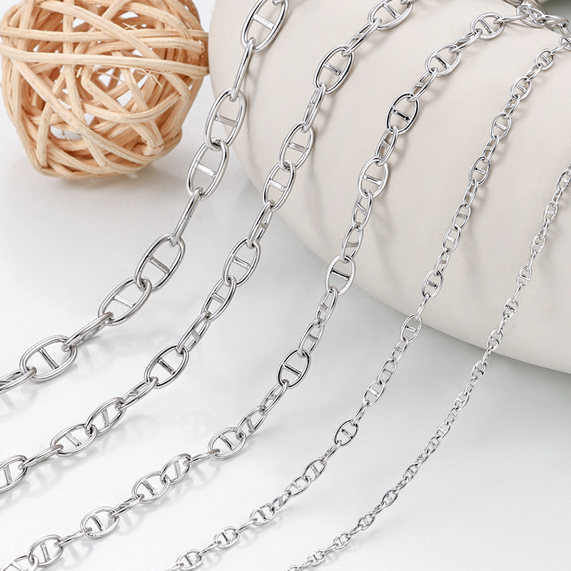 New stainless steel Japanese chain pig nose chain closed without fading necklace bracelet stainless steel chain diy in stock