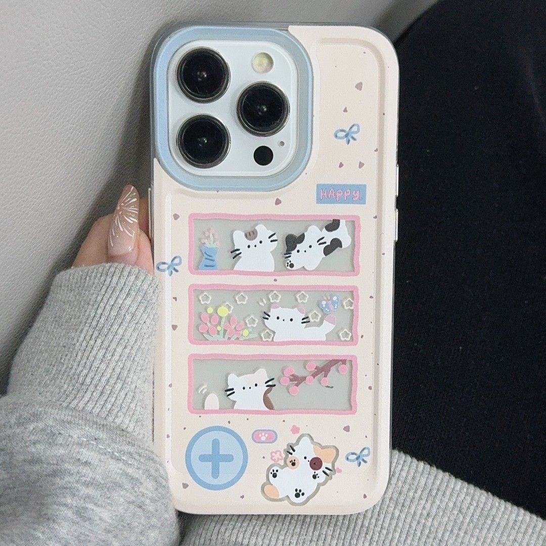 Cat Photo Frame Suitable for Apple 17Promax/14Pro Soft Rubber 13/12/11 Creative Transparent Phone Case 16P