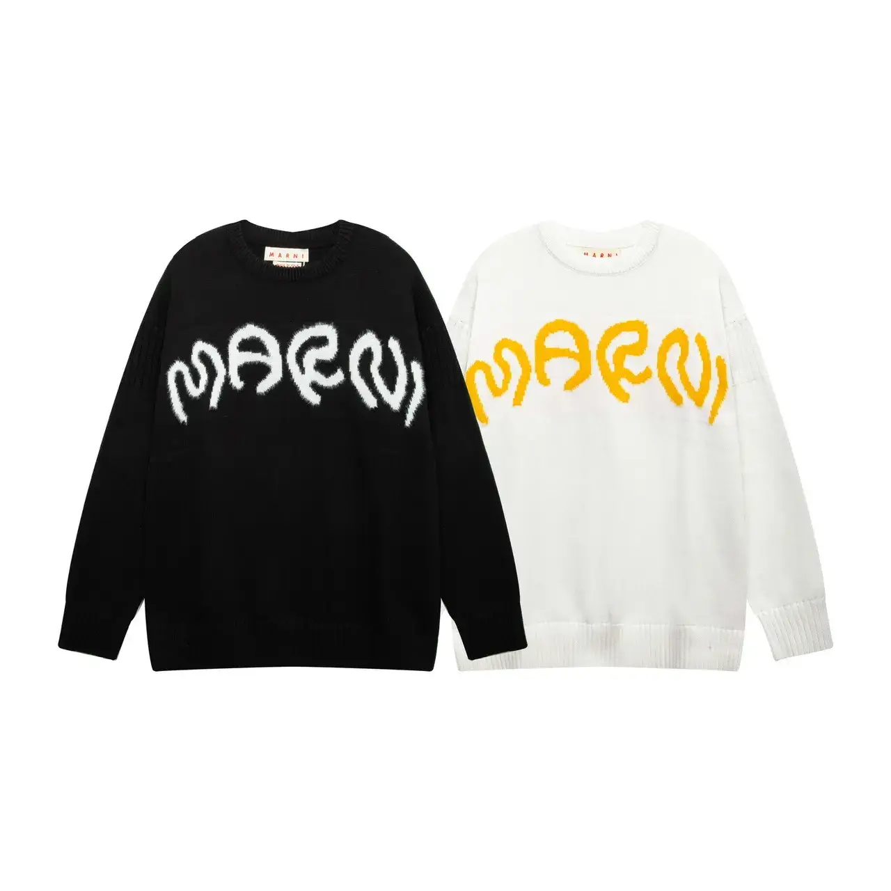 Foreign Trade Cross-border European and American Trend Round Neck Jacquard Long Sleeve Knitted Wool Sweater Creative Pattern Men's and Women's in stock