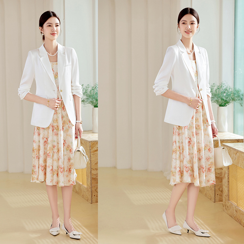 High-end black small suit skirt women's spring dress 2024 New elegant goddess style formal wear professional dress