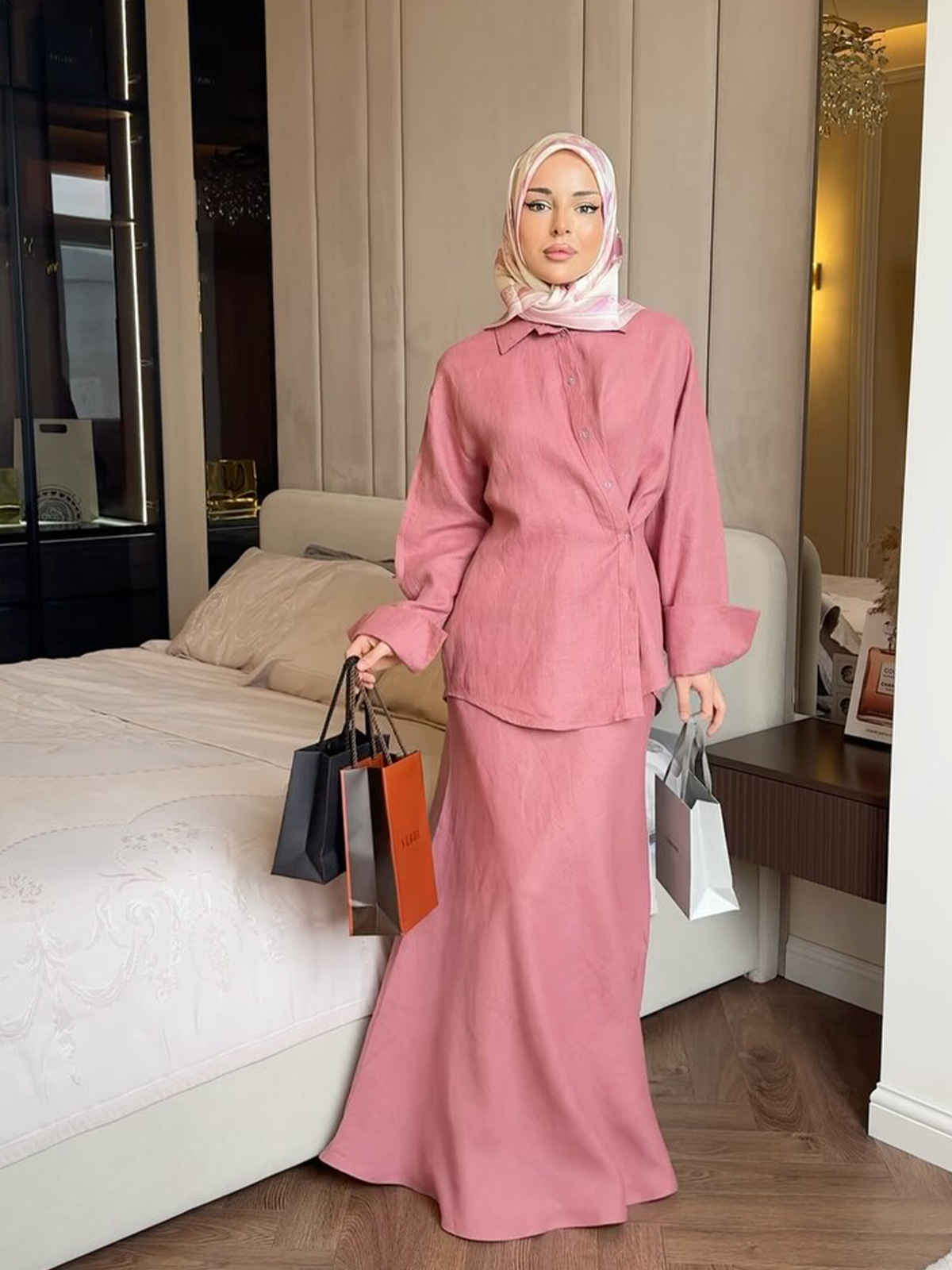 Amazon Europe and America 2025 Cross-border Spring Warm Elegant Noble Long Sleeve Top Comfortable Long Dress suit Women