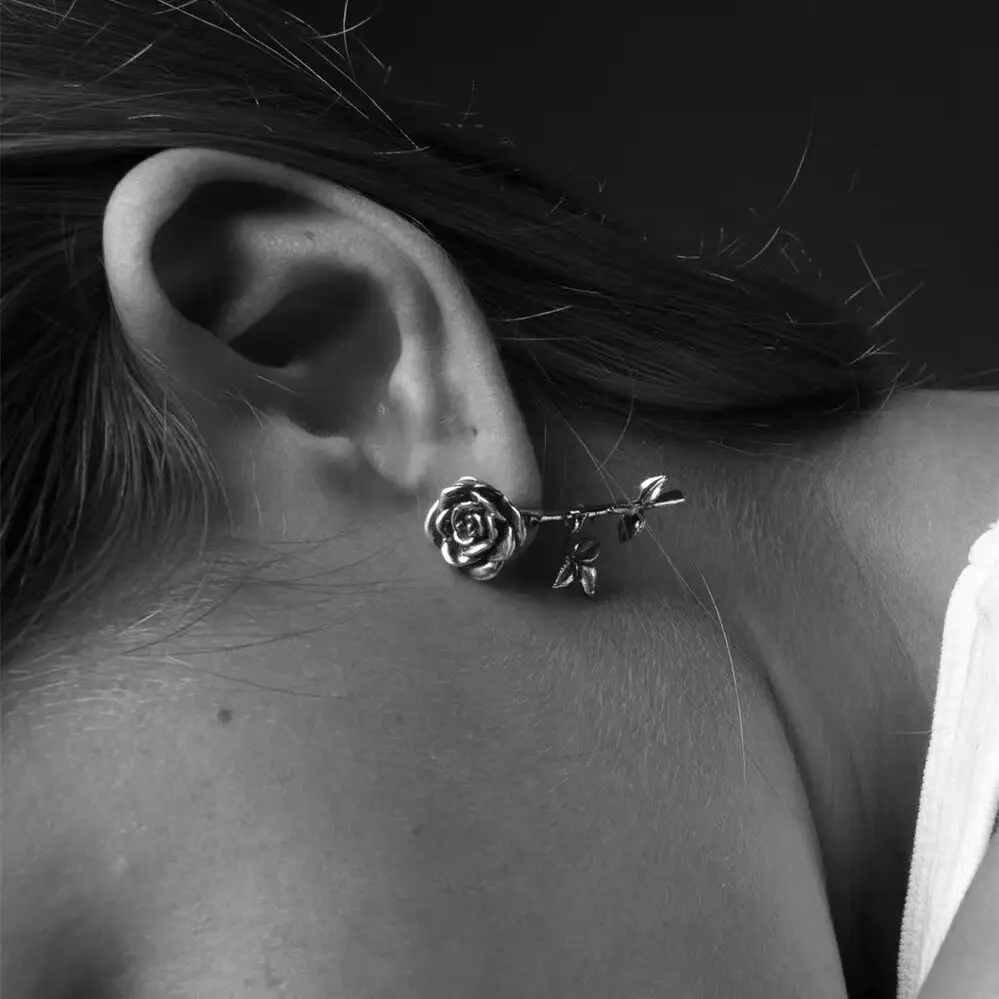 Wingrock Independent Day Style Silver Rose Earrings New Melancholy Rich Second Generation High-End Simple Earrings