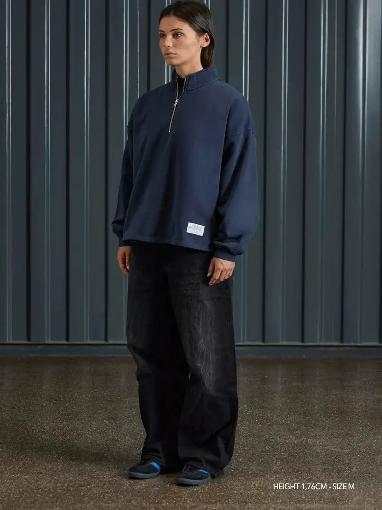 European Trendy Brand, Men's and Women's Autumn and Winter Same Style, Simple and Fashionable Oversize Half-Zip Stand-Up Collar Casual Sweatshirt