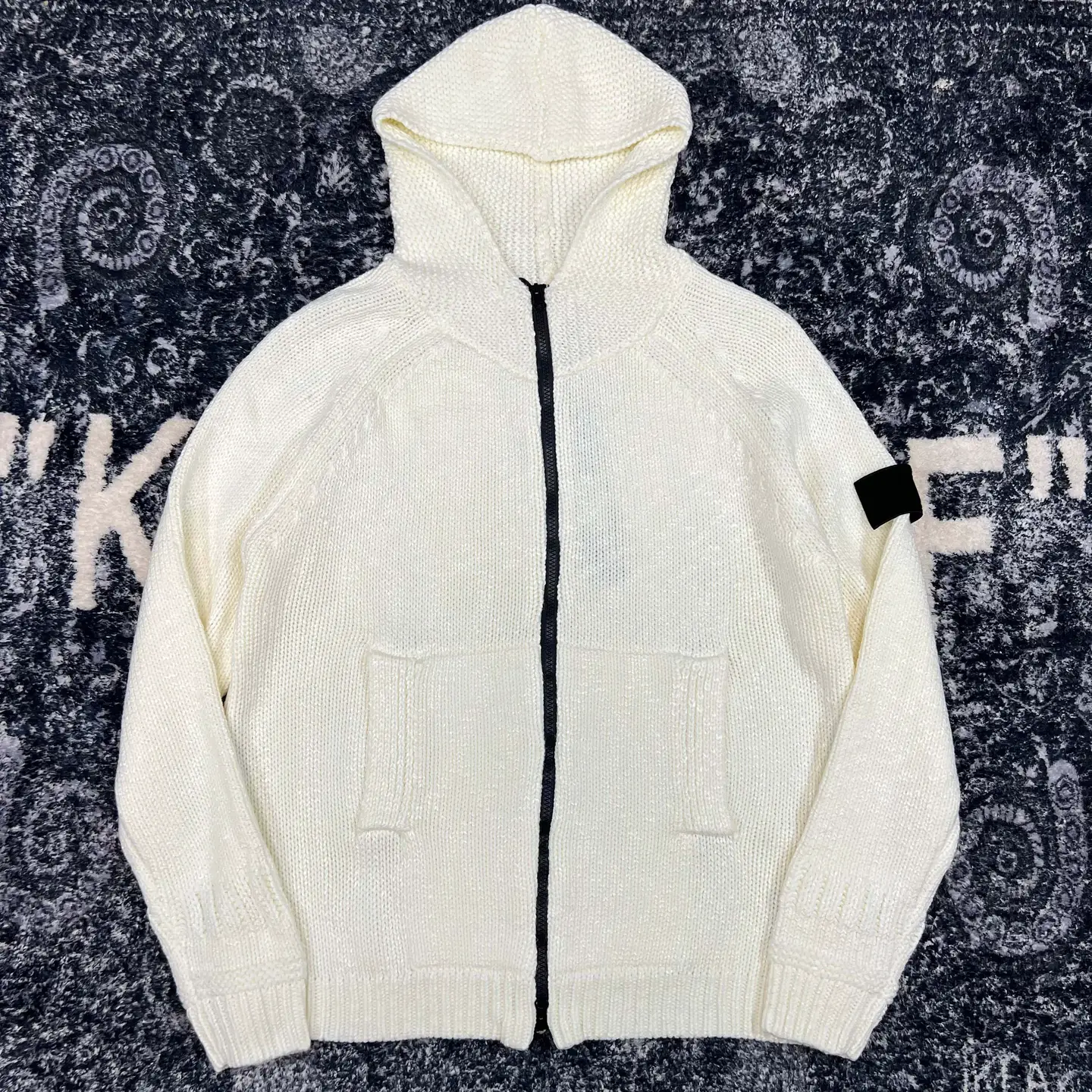Stone 23 Autumn and Winter Knitting Cardigan New Arrival Compass Decals Thick Needle Hooded Sweater Coat Men and Women Same Style In Stock Island