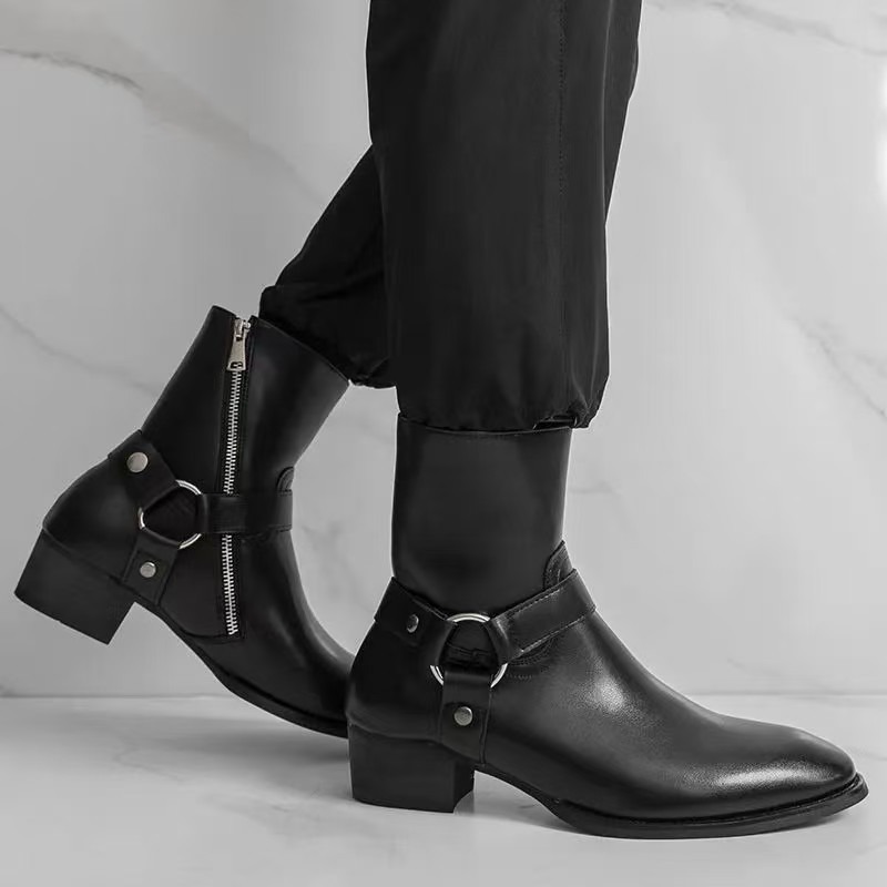 2026 Chelsea Boots with Zipper, Short Motorcycle Boots, Martin Boots, Men's High-Top Trendy British Pointed-Toe Casual Shoes QC-foto från 1688 på Qualit.ly
