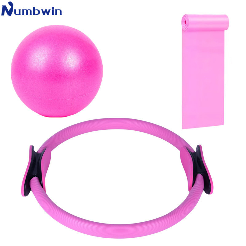 Numbwin Yoga Ball Three-Piece Set Pilates Fitness Circle Home Fitness Equipment Resistance Band Yoga Circle Cross-Border
