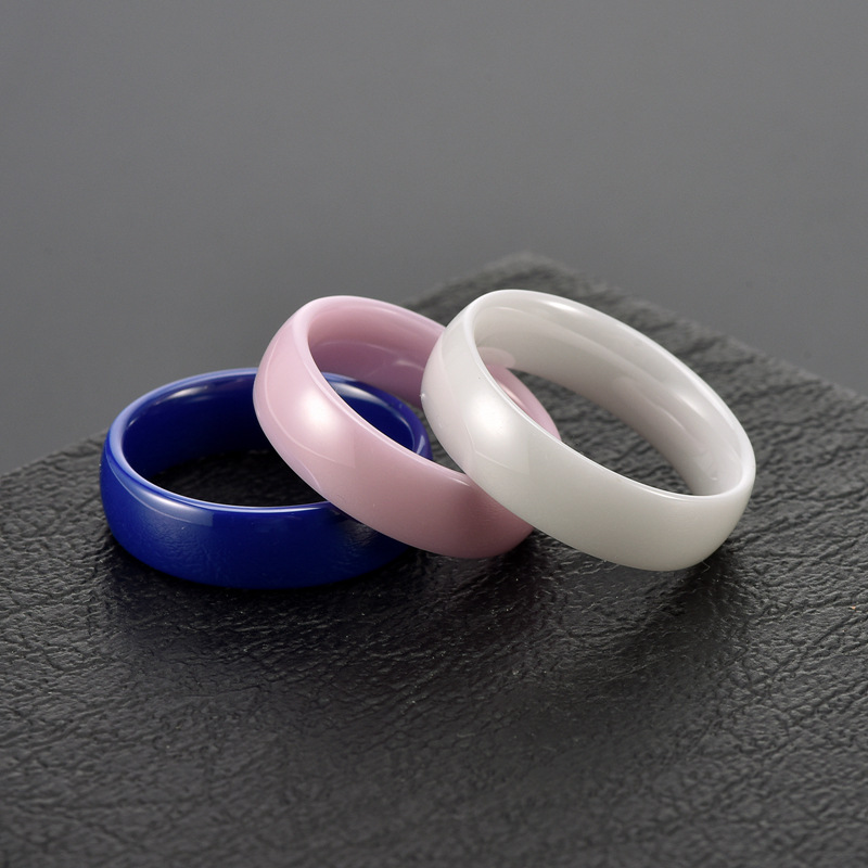 European and American fashion Men's plain ring curved ring ins simple men's and women's ceramic ring couples smooth jewelry spot