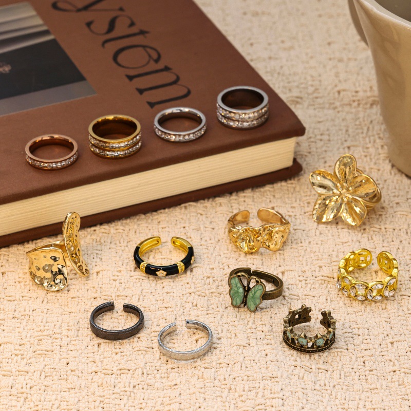 Korean Design Trendy Rings with a High-End Feel, Heavy Craftsmanship, Vintage Style, Adjustable Open Band, Unisex Jewelry