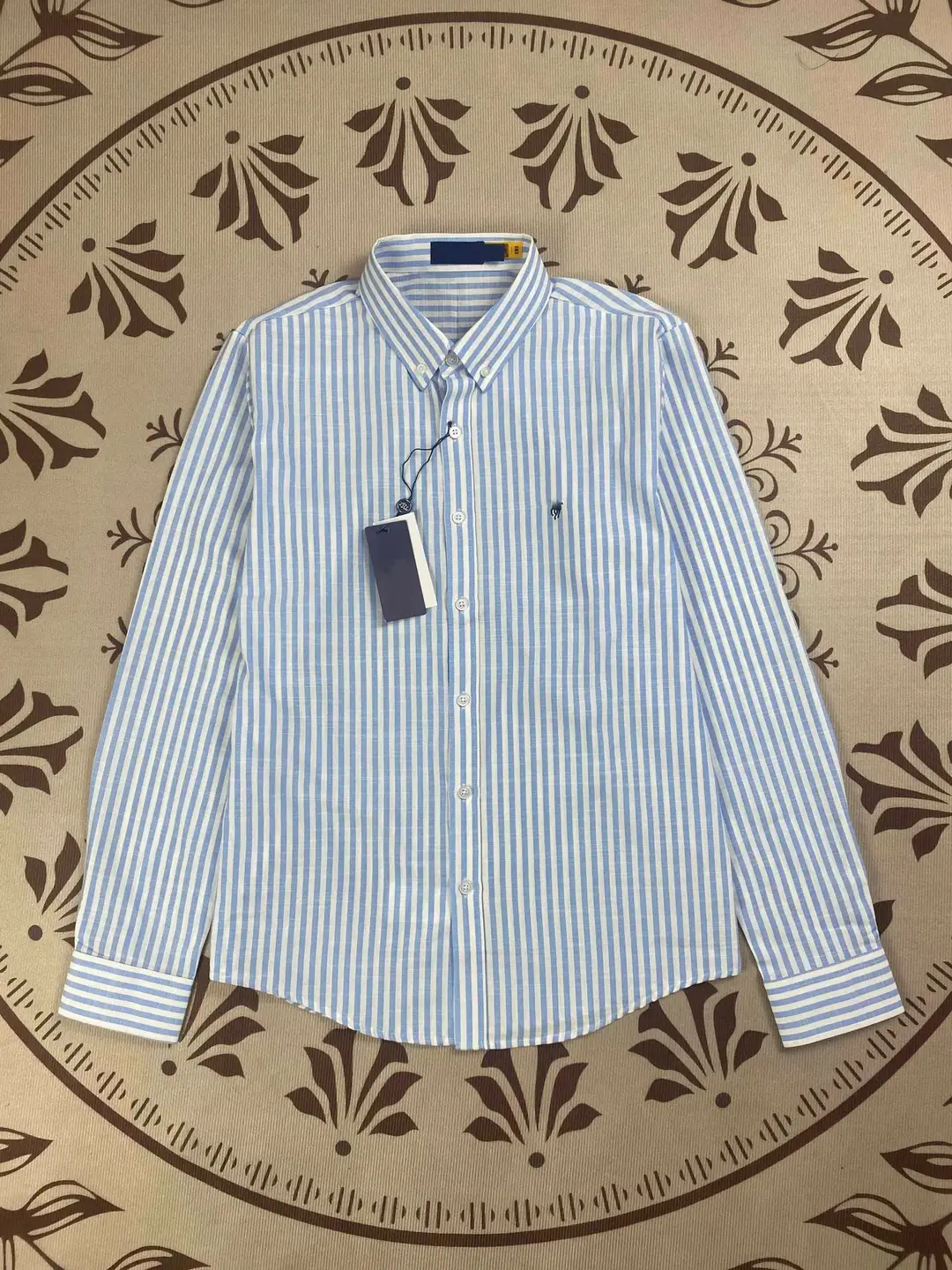 Xiaoma logo striped temperament pure cotton POLO sunscreen shirt spring and summer thin top long sleeved embroidered shirt for women