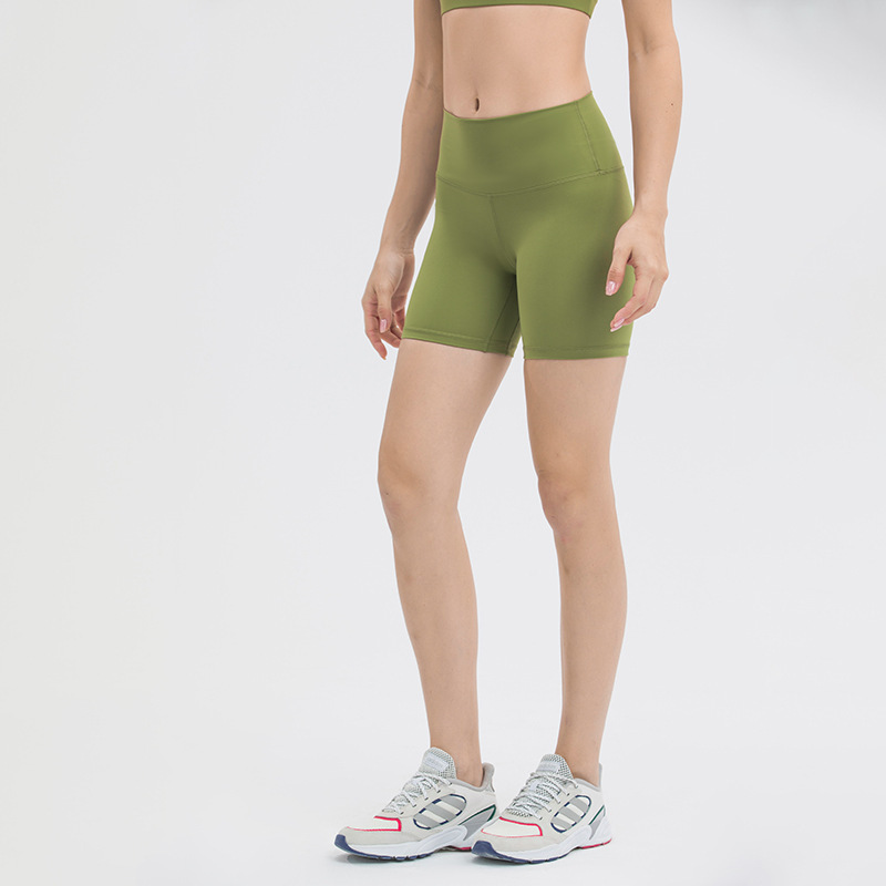 A generation of new nude high waist fitness shorts women's casual elastic hip fitness yoga shorts