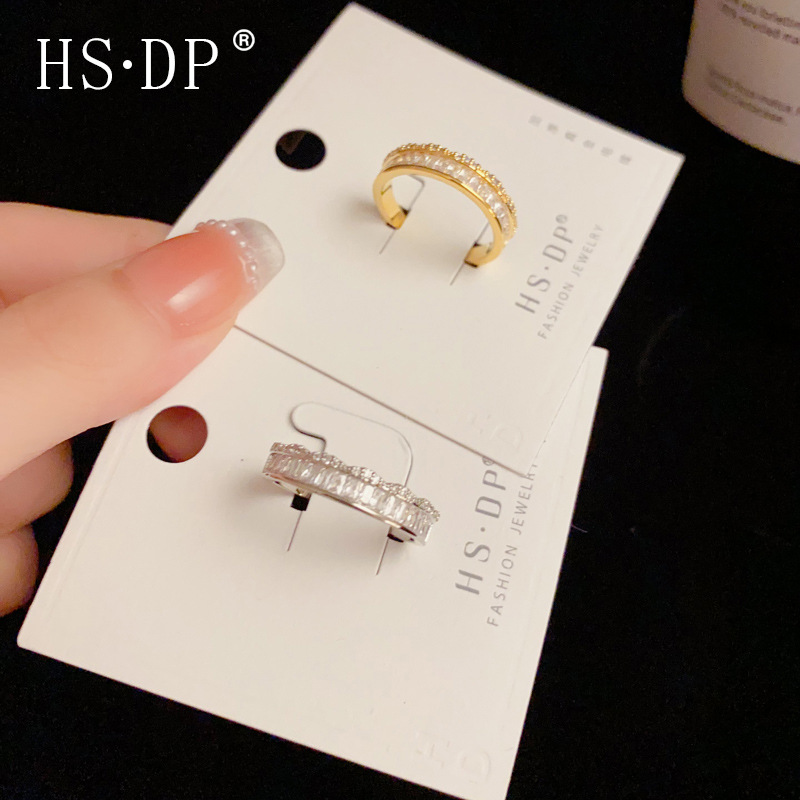 Micro-inlaid zircon opening ring personality design sense of food finger ring niche fashion light luxury temperament Joker jewelry wholesale