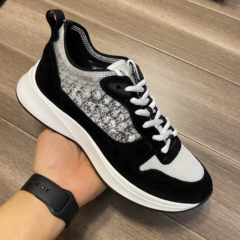European Spring and Autumn Trendy Letter Casual Low-Top Men's Shoes with Floral Embroidery, Thick-Soled Lace-Up Fashion Sneakers