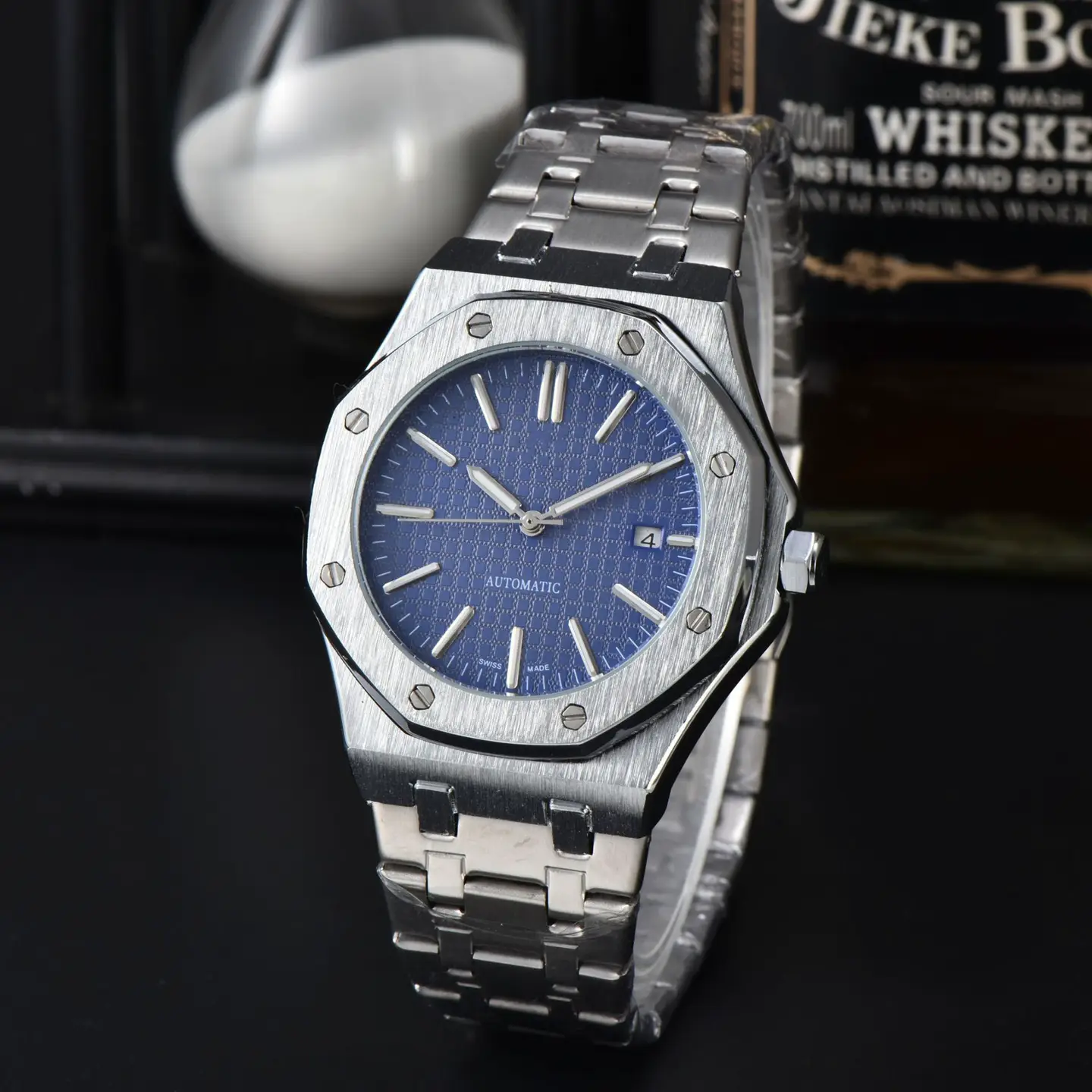 The new mechanical men's oak A automatic models business rhombus temperament heavy stainless steel high-quality calendar hundred