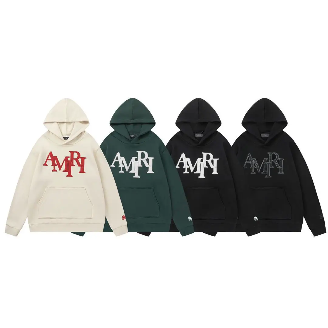 2024 New Autumn and Winter Ami Patch Embroidered Letter Pattern Hooded Sweatshirt for Men and Women, One Piece Wholesale