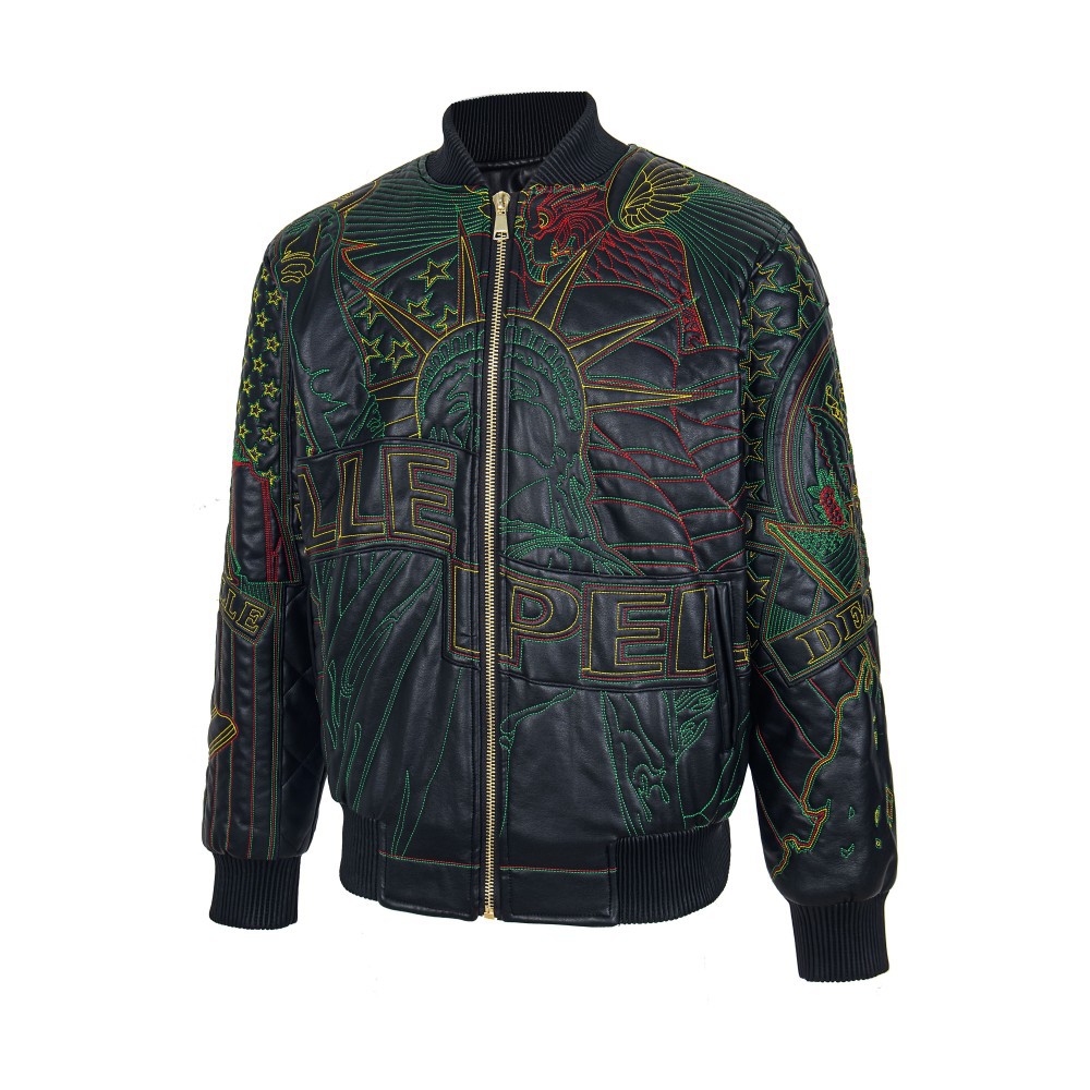 Who Decides War American Trendy High Street Autumn and Winter Casual Heavy Embroider Pu Leather Jacket Fog