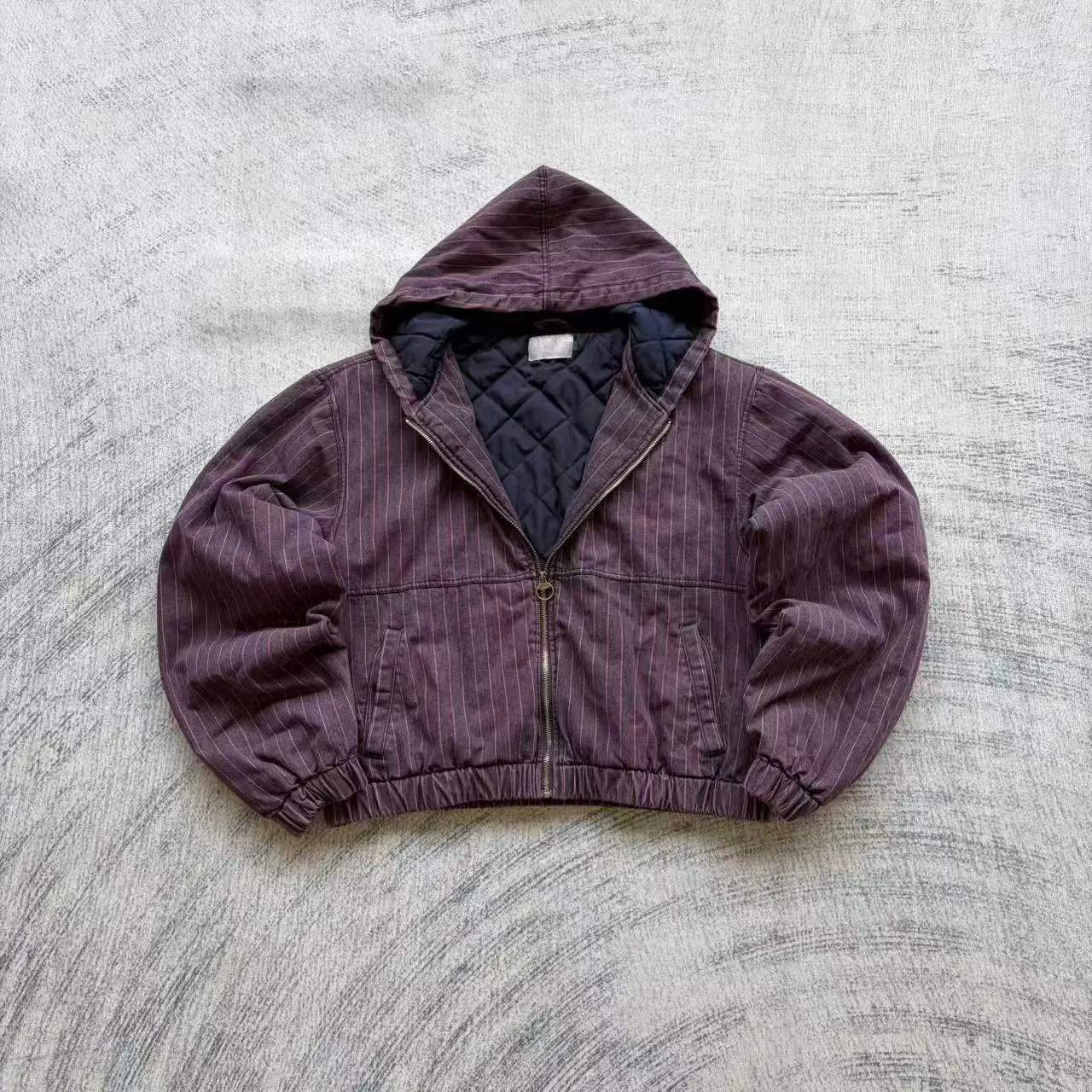 Striped hooded bomber jacket