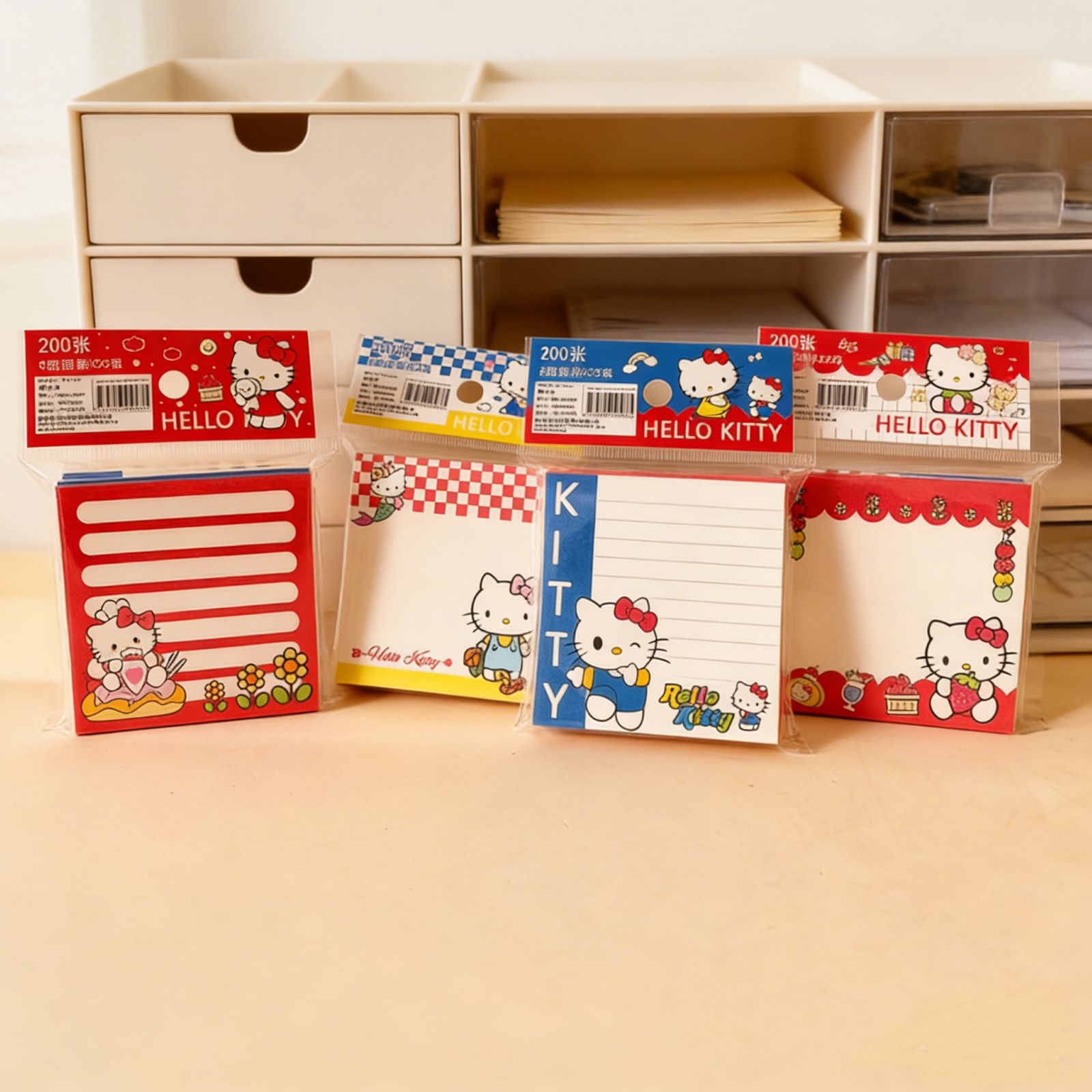 Mai Pin Stationery Sanrio Hello Kitty Cartoon Cute Square Student Note Message Colorful Page Memo Pad