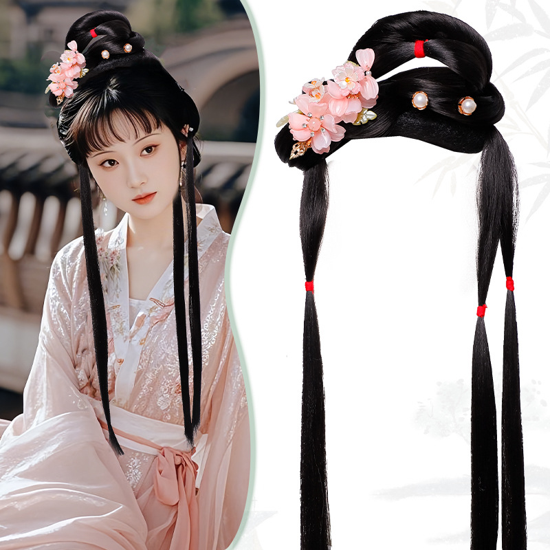 Hanfu Wig Integrated Daiyu Style Bun Hair Accessories Combination Antique Headwear Hair Bag Ancient Clothing Accessories
