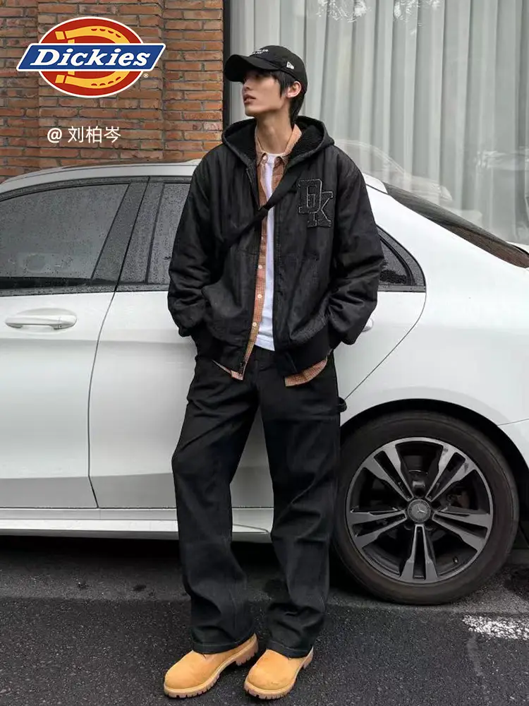 Dickies Imitation Cashmere Soft Denim Lining Spring Casual Loose Hooded jacket Men and Women Couple